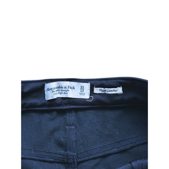 Abercrombie Vegan Leather High-Rise Ankle Straight Pants Black 31 Edgy Holiday - Picture 7 of 10